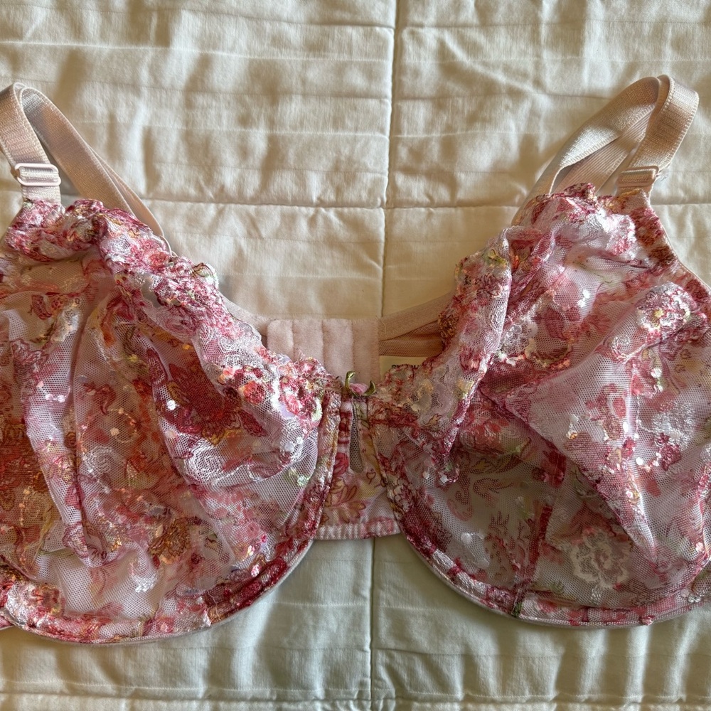Avenue Pink Sequin Lace Bra